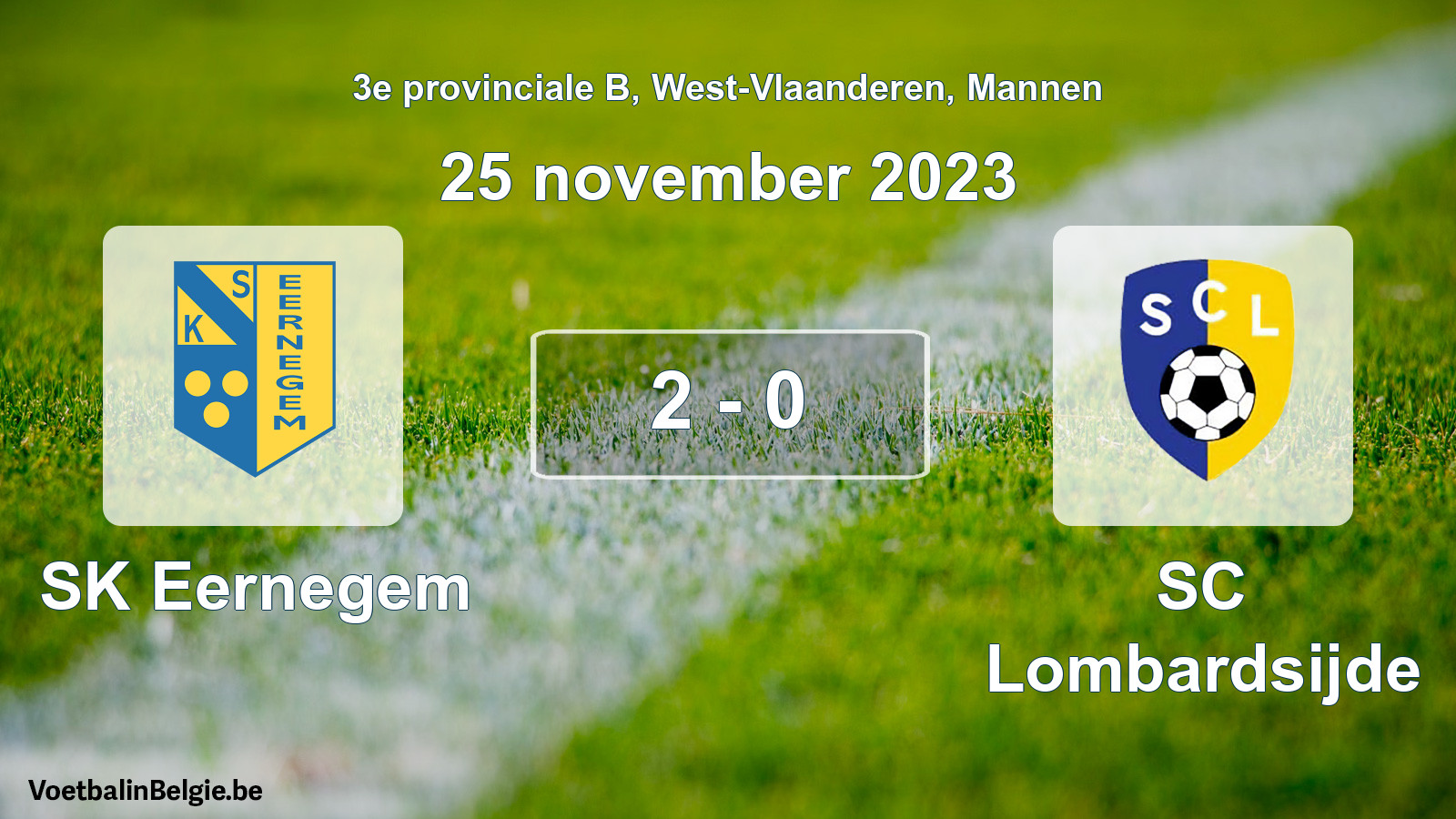 Gespeelde wedstrijd mannenvoetbal: SK Eernegem - SC Lombardsijde 2 - 0 (25 november 2023)