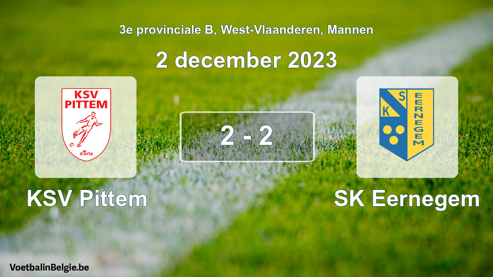 Gespeelde wedstrijd mannenvoetbal: KSV Pittem - SK Eernegem 2 - 2 (2 december 2023)