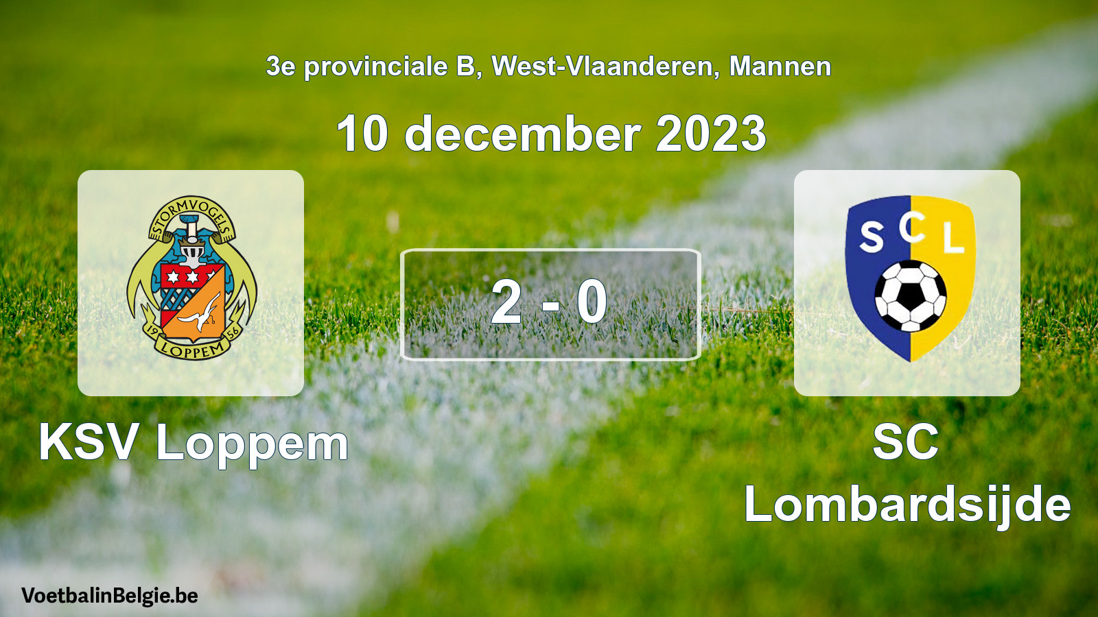 Gespeelde wedstrijd mannenvoetbal: KSV Loppem - SC Lombardsijde 2 - 0 (10 december 2023)