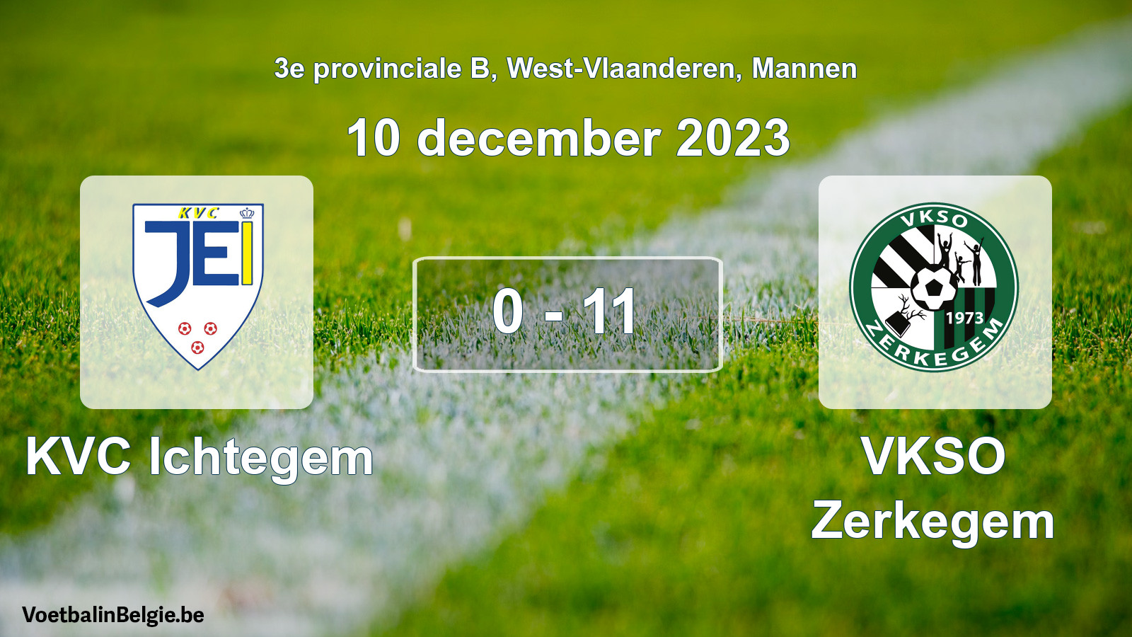 Gespeelde wedstrijd mannenvoetbal: KVC Ichtegem - VKSO Zerkegem 0 - 11 (10 december 2023)