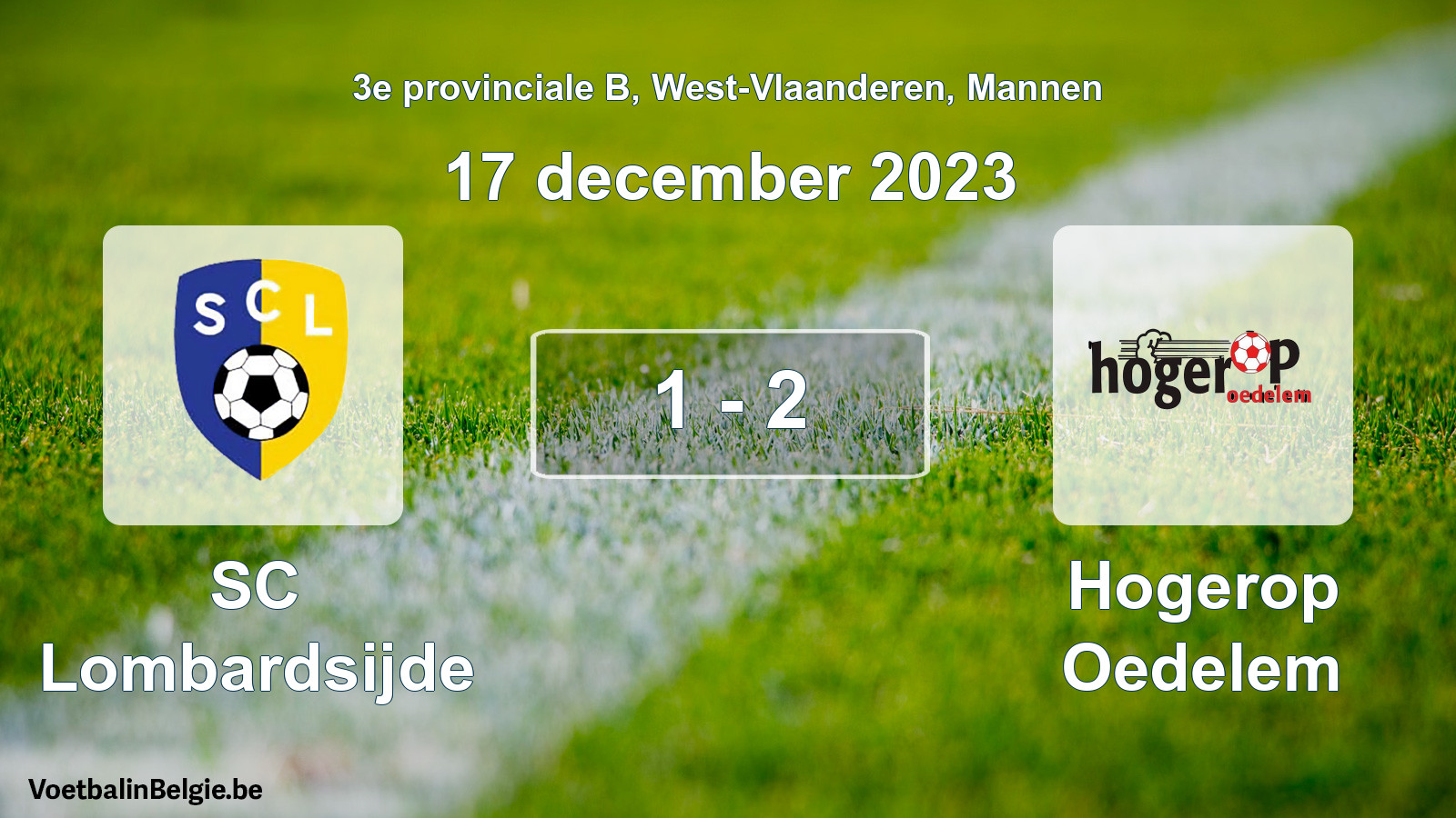 Gespeelde wedstrijd mannenvoetbal: SC Lombardsijde - Hogerop Oedelem 1 - 2 (17 december 2023)