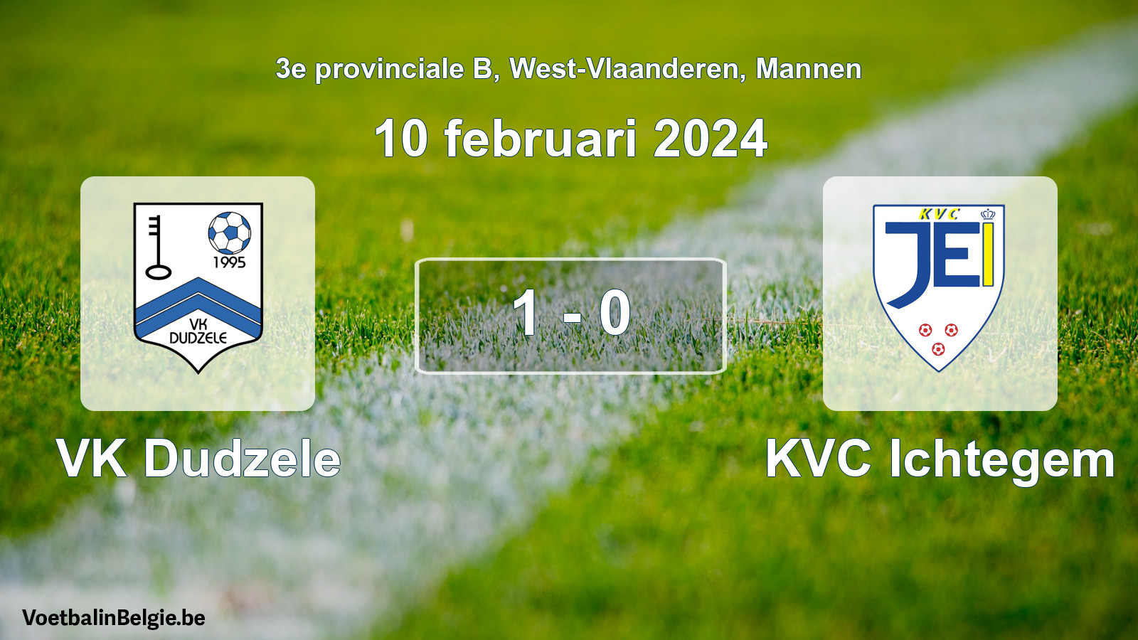 Gespeelde wedstrijd mannenvoetbal: VK Dudzele - KVC Ichtegem 1 - 0 (10 februari 2024)