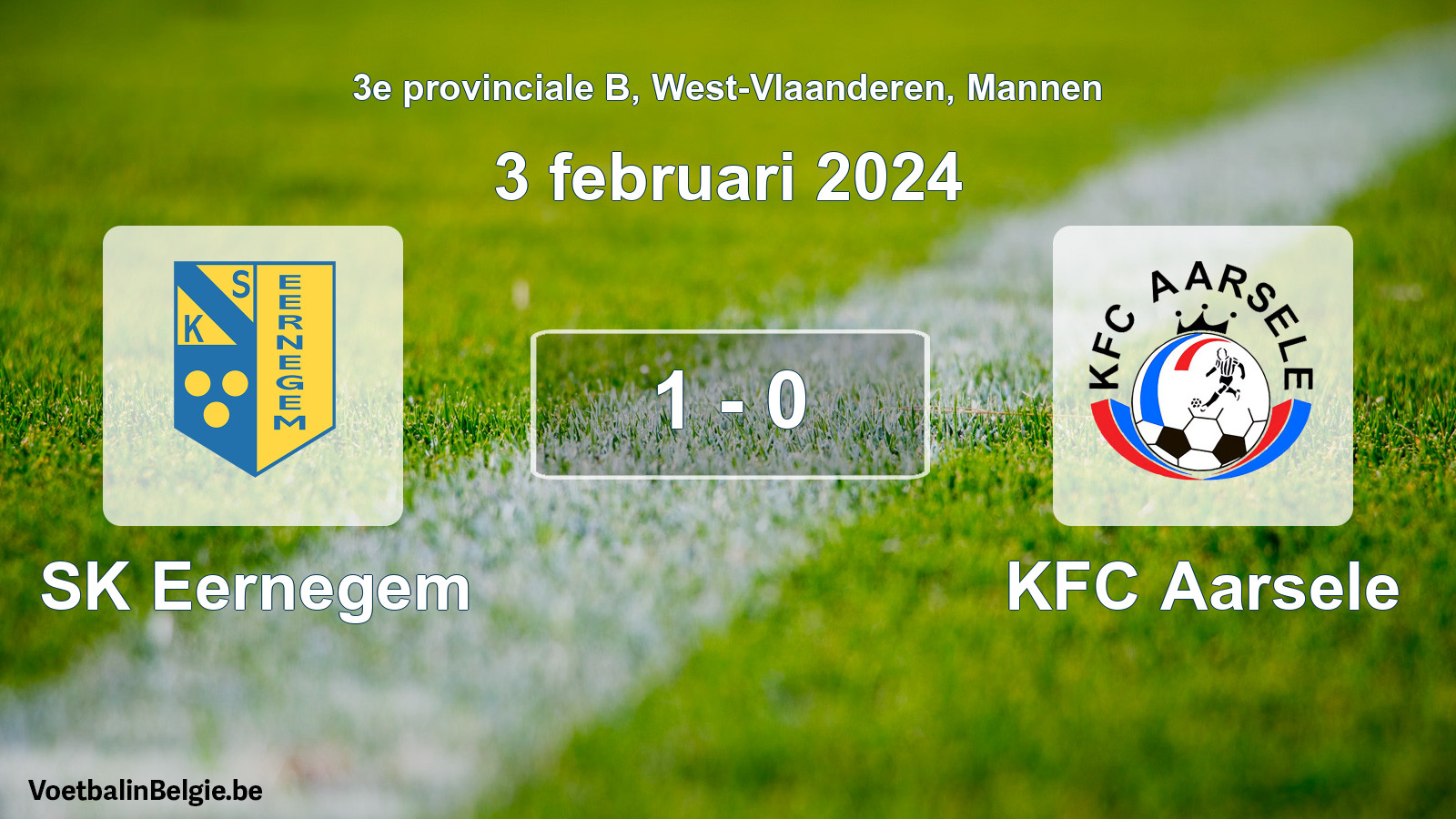 Gespeelde wedstrijd mannenvoetbal: SK Eernegem - KFC Aarsele 1 - 0 (3 februari 2024)