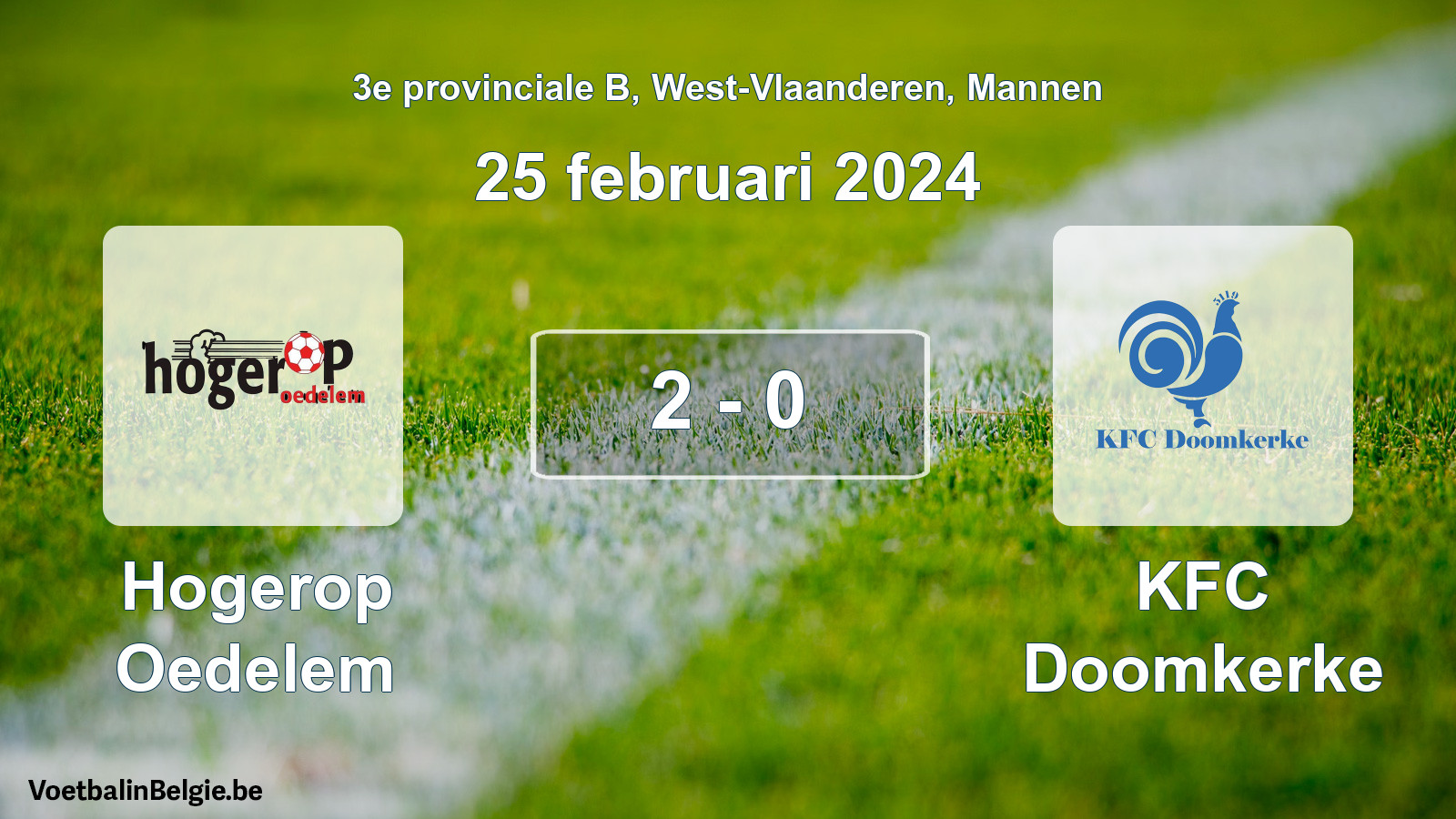 Gespeelde wedstrijd mannenvoetbal: Hogerop Oedelem - KFC Doomkerke 2 - 0 (25 februari 2024)