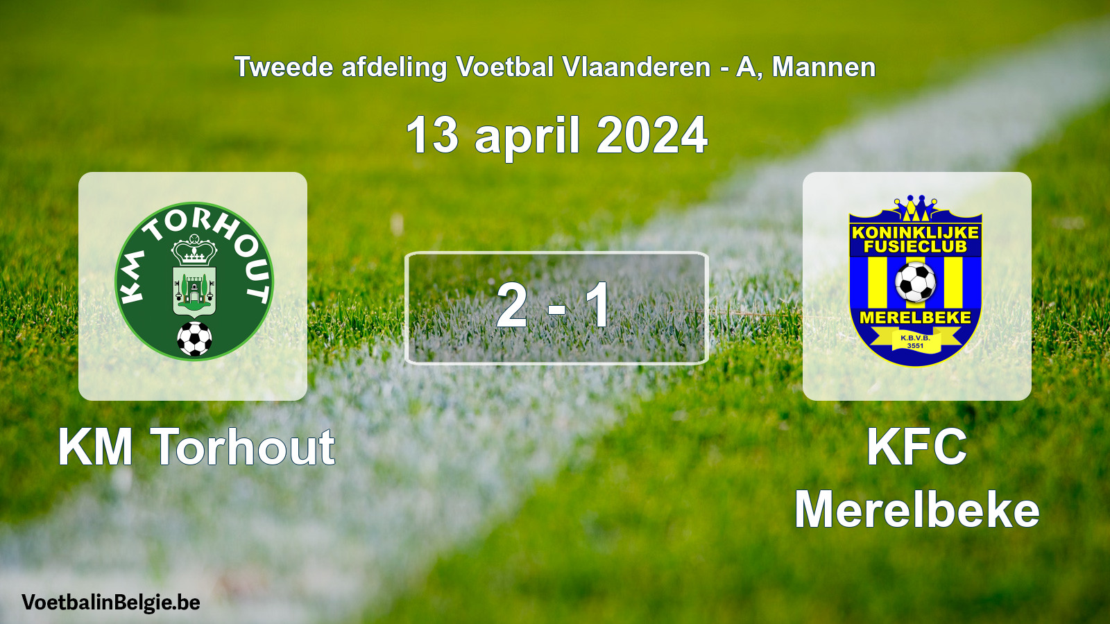 Gespeelde wedstrijd mannenvoetbal: KM Torhout - KFC Merelbeke 2 - 1 (13 april 2024)