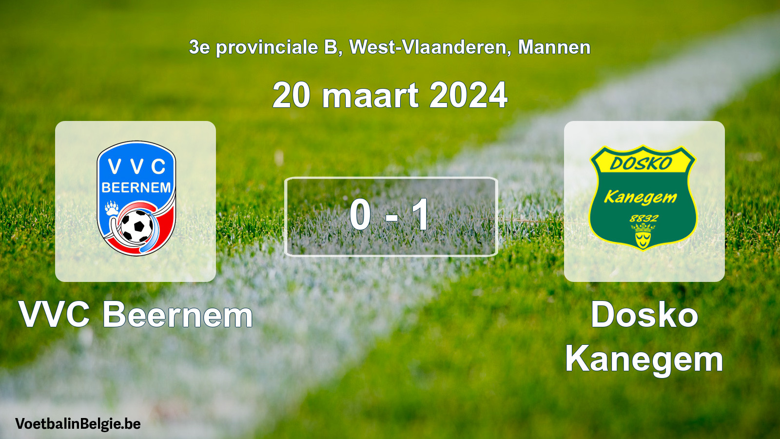 Gespeelde wedstrijd mannenvoetbal: VVC Beernem - Dosko Kanegem 0 - 1 (20 maart 2024)