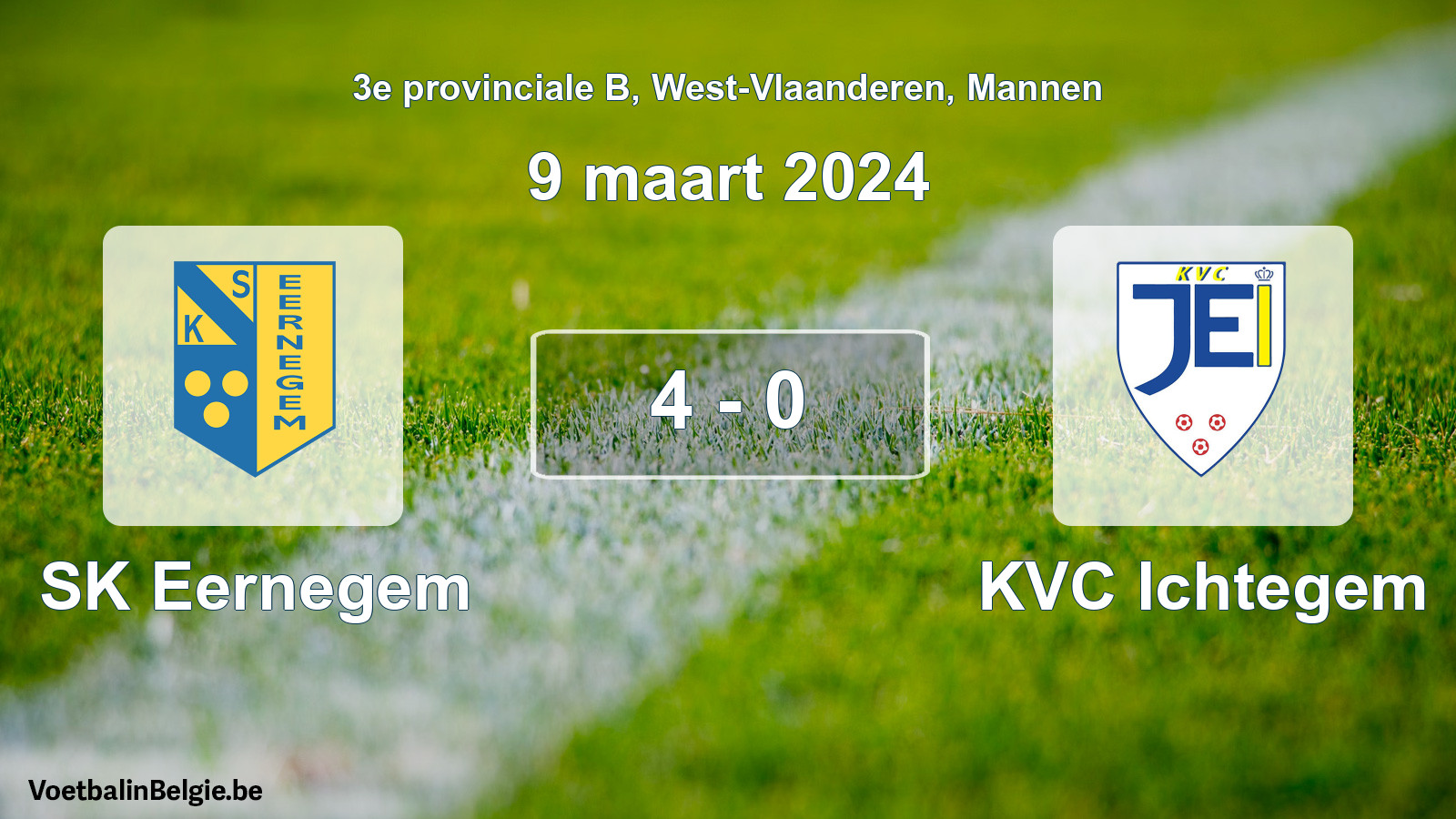 Gespeelde wedstrijd mannenvoetbal: SK Eernegem - KVC Ichtegem 4 - 0 (9 maart 2024)