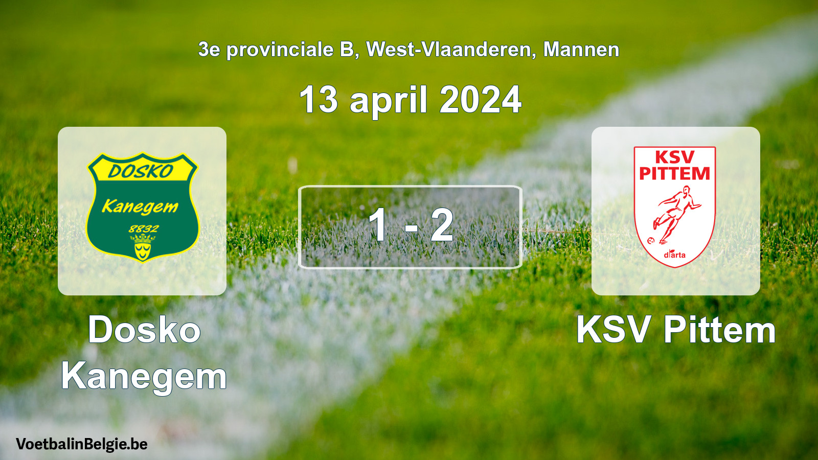 Gespeelde wedstrijd mannenvoetbal: Dosko Kanegem - KSV Pittem 1 - 2 (13 april 2024)