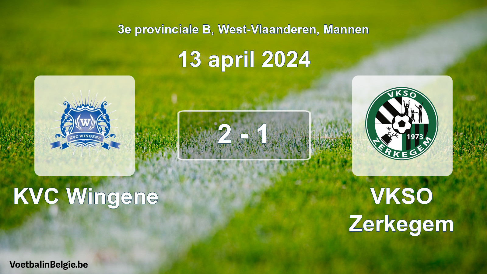 Gespeelde wedstrijd mannenvoetbal: KVC Wingene - VKSO Zerkegem 2 - 1 (13 april 2024)