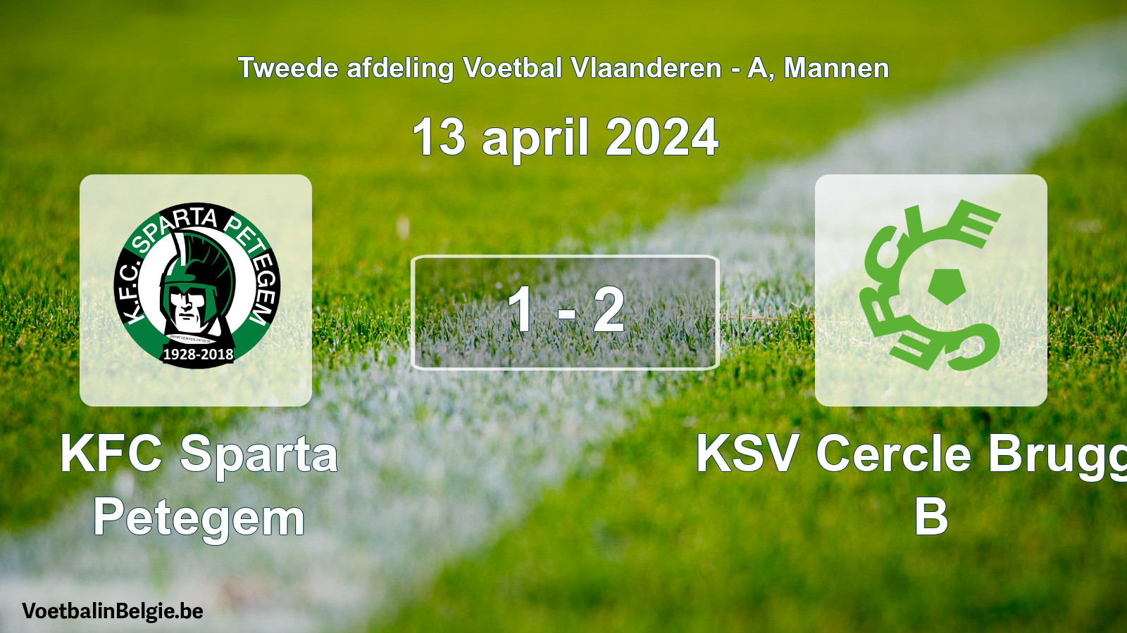Gespeelde wedstrijd mannenvoetbal: KFC Sparta Petegem - KSV Cercle Brugge B 1 - 2 (13 april 2024)