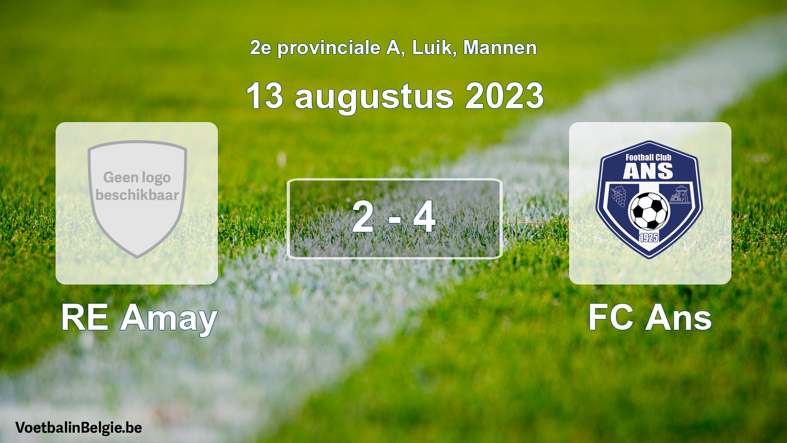 Gespeelde wedstrijd mannenvoetbal: RE Amay - FC Ans 2 - 4 (13 augustus 2023)