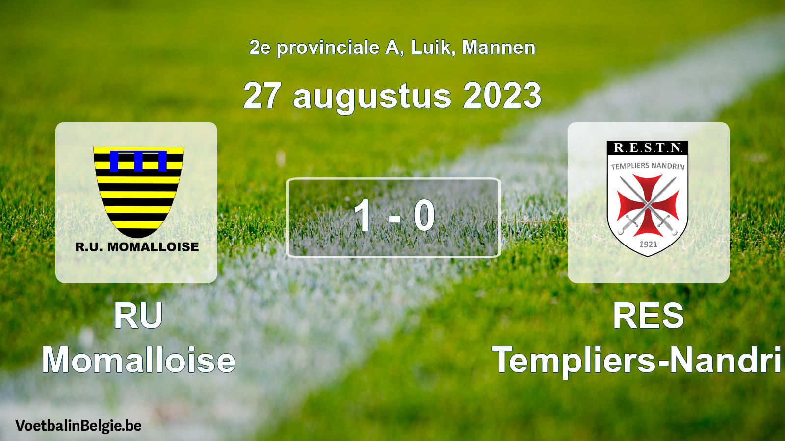 Gespeelde wedstrijd mannenvoetbal: RU Momalloise - RES Templiers-Nandrin 1 - 0 (27 augustus 2023)