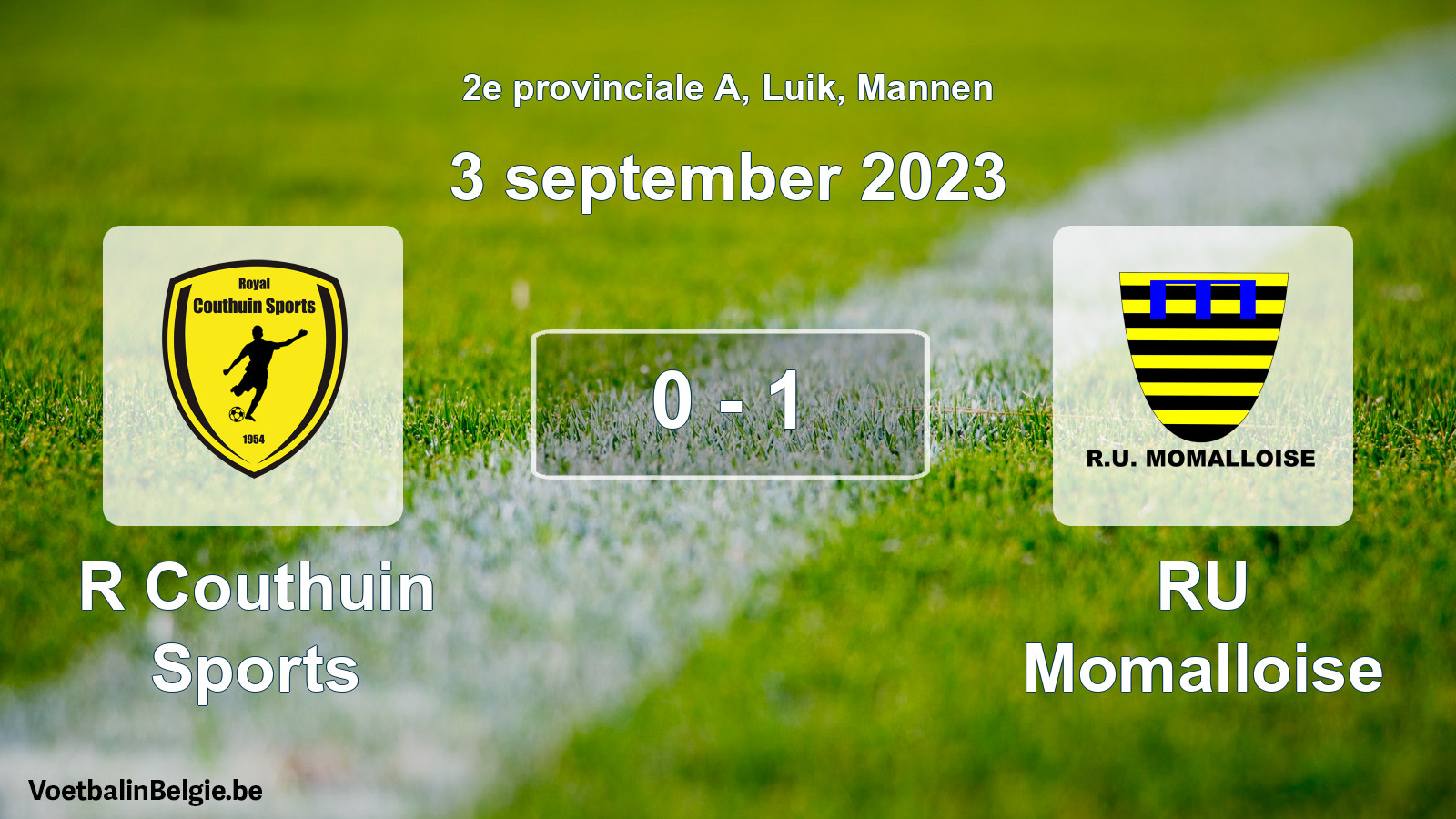 Gespeelde wedstrijd mannenvoetbal: R Couthuin Sports - RU Momalloise 0 - 1 (3 september 2023)