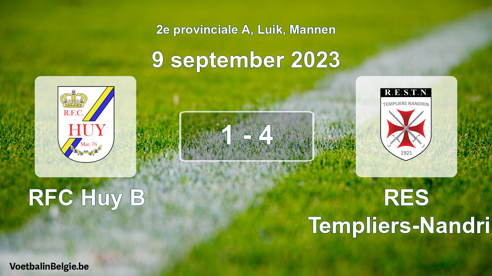 Gespeelde wedstrijd mannenvoetbal: RFC Huy B - RES Templiers-Nandrin 1 - 4 (9 september 2023)
