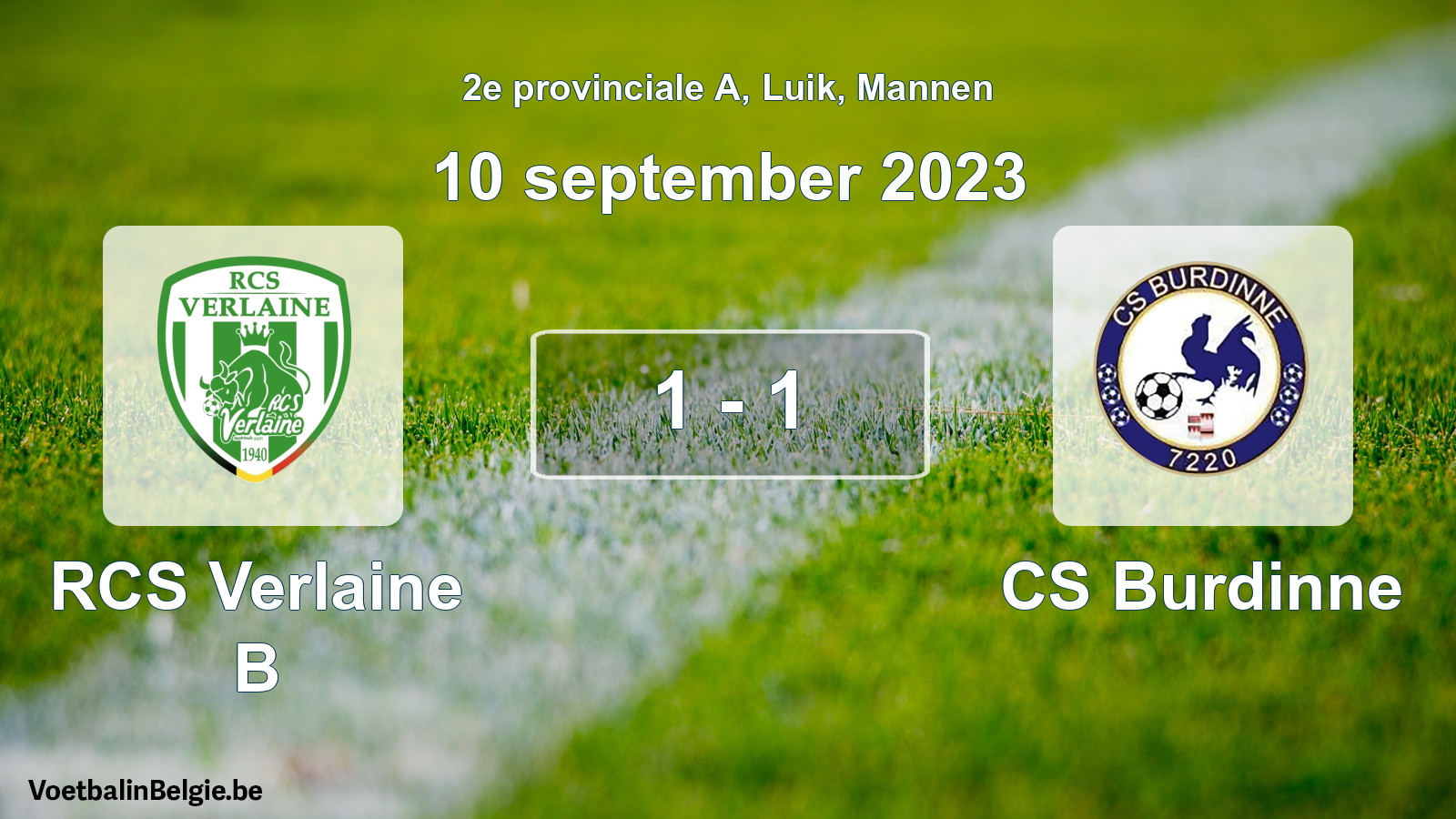 Gespeelde wedstrijd mannenvoetbal: RCS Verlaine B - CS Burdinne 1 - 1 (10 september 2023)
