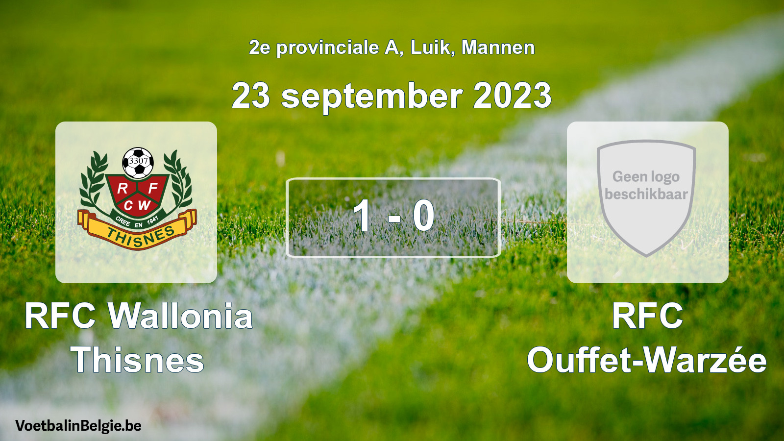 Gespeelde wedstrijd mannenvoetbal: RFC Wallonia Thisnes - RFC Ouffet-Warzée 1 - 0 (23 september 2023)