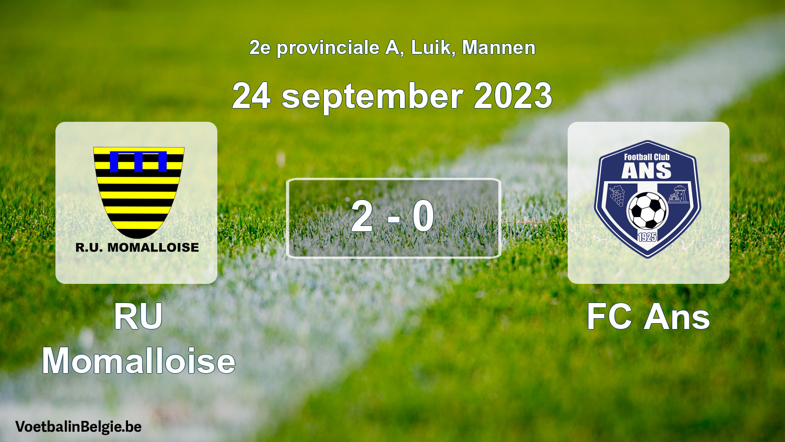 Gespeelde wedstrijd mannenvoetbal: RU Momalloise - FC Ans 2 - 0 (24 september 2023)