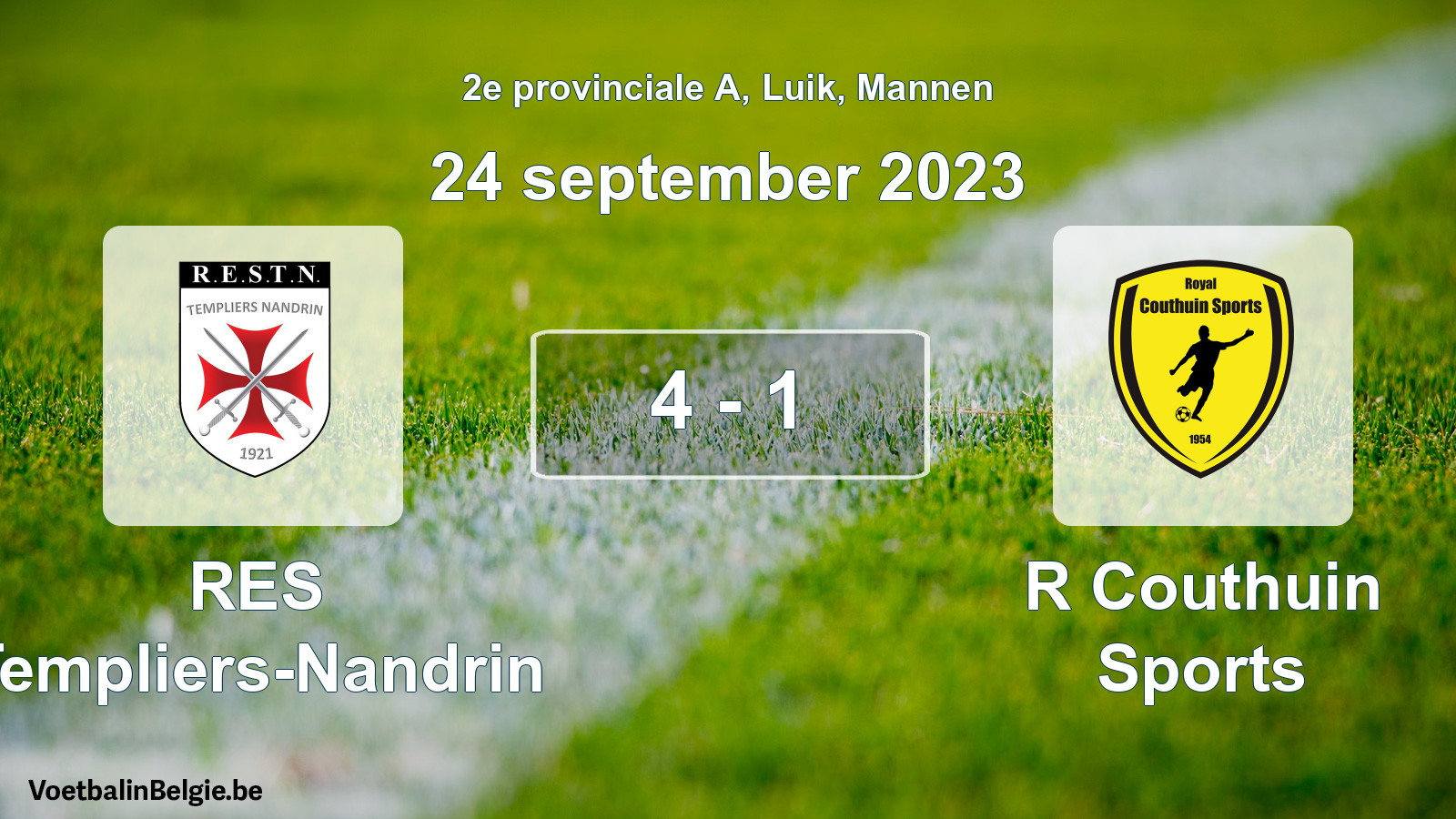 Gespeelde wedstrijd mannenvoetbal: RES Templiers-Nandrin - R Couthuin Sports 4 - 1 (24 september 2023)
