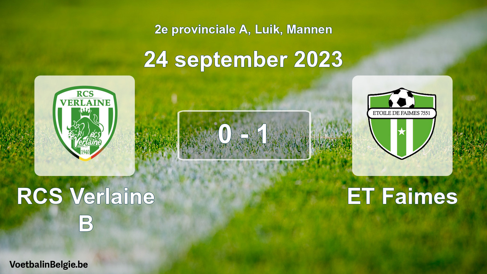 Gespeelde wedstrijd mannenvoetbal: RCS Verlaine B - ET Faimes 0 - 1 (24 september 2023)