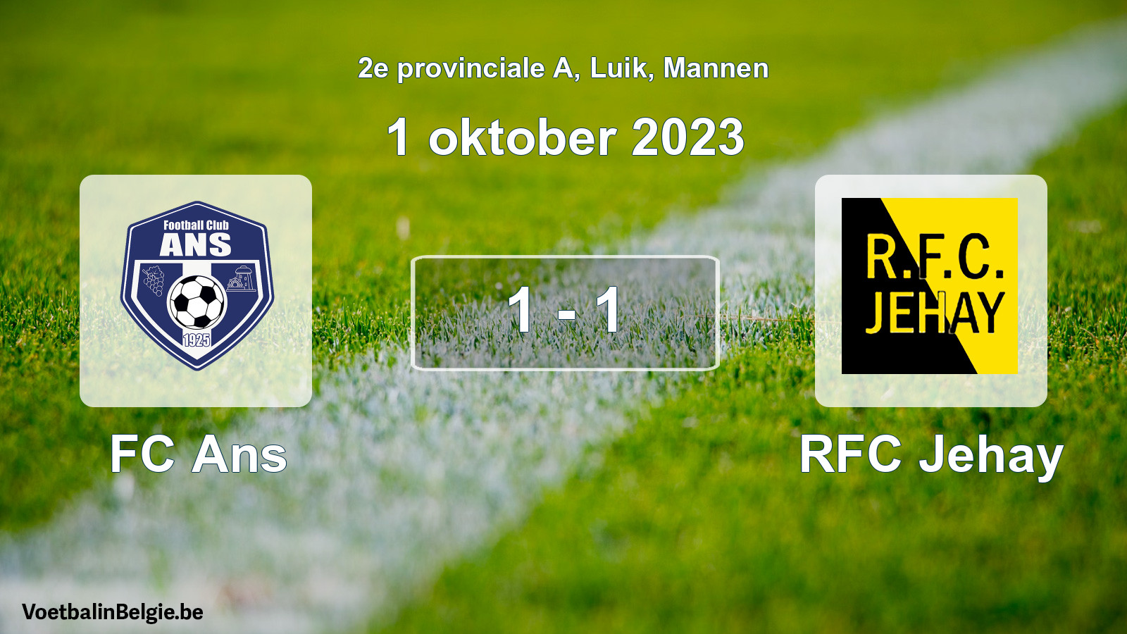 Gespeelde wedstrijd mannenvoetbal: FC Ans - RFC Jehay 1 - 1 (1 oktober 2023)