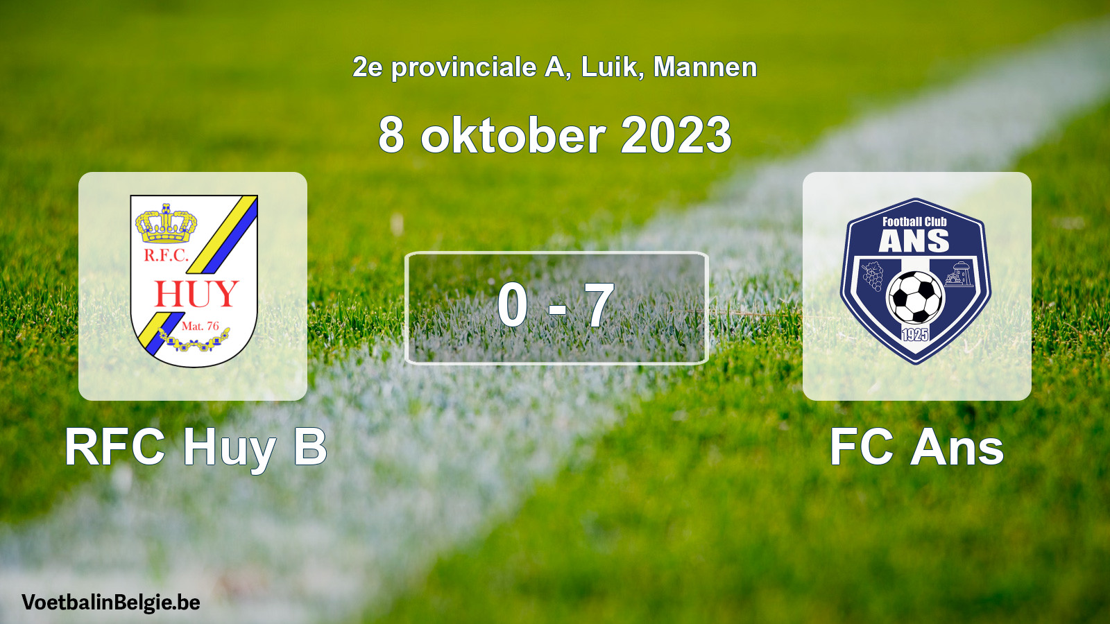 Gespeelde wedstrijd mannenvoetbal: RFC Huy B - FC Ans 0 - 7 (8 oktober 2023)