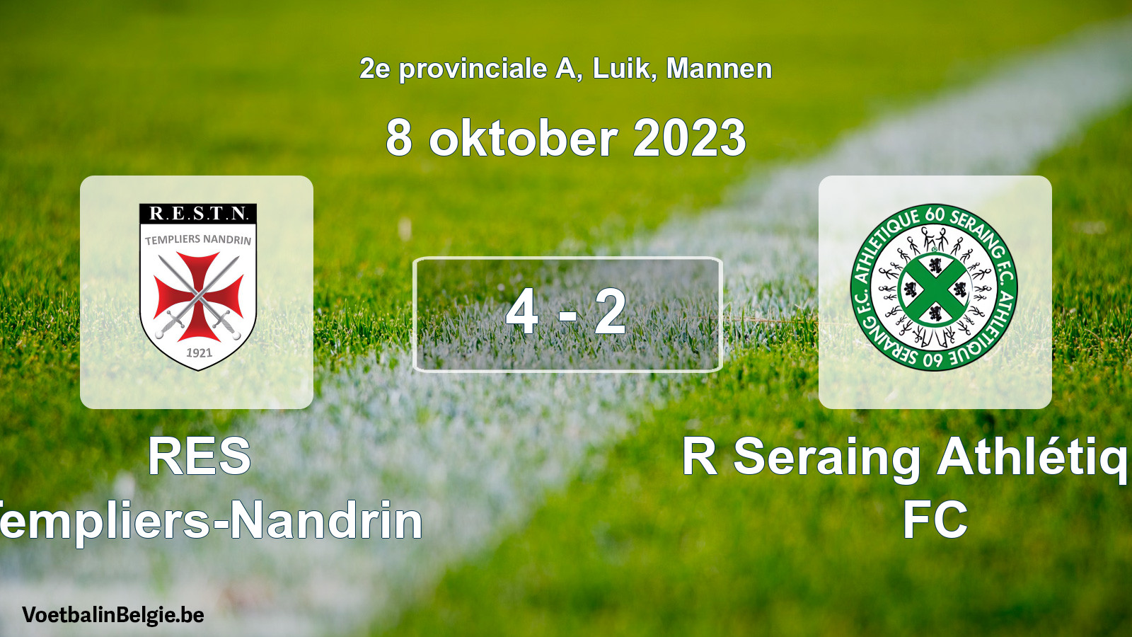 Gespeelde wedstrijd mannenvoetbal: RES Templiers-Nandrin - R Seraing Athlétique FC 4 - 2 (8 oktober 2023)