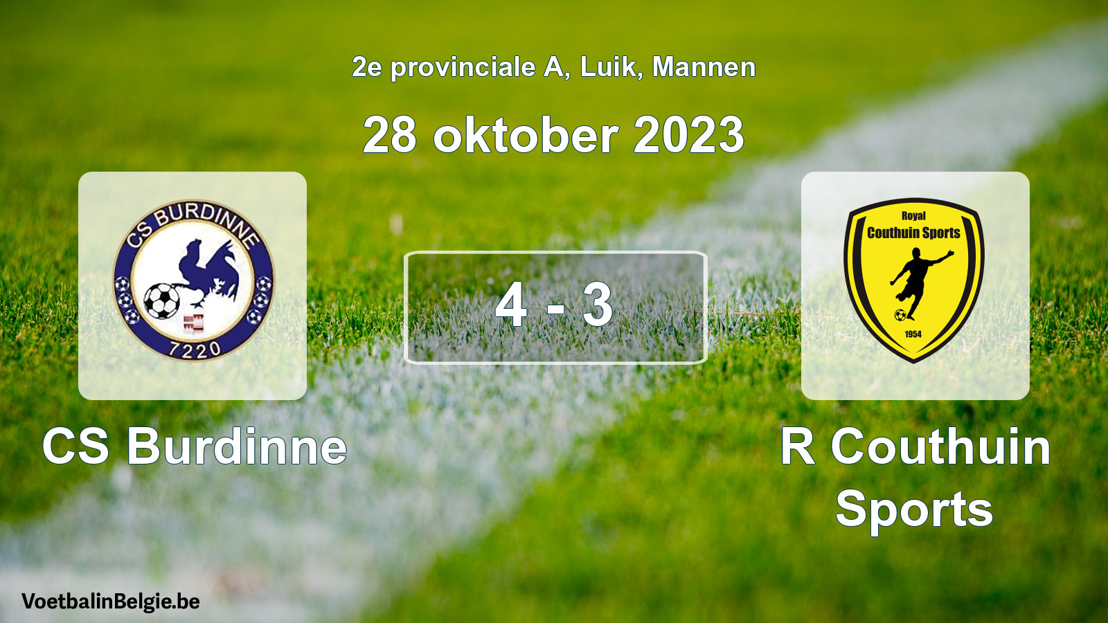 Gespeelde wedstrijd mannenvoetbal: CS Burdinne - R Couthuin Sports 4 - 3 (28 oktober 2023)