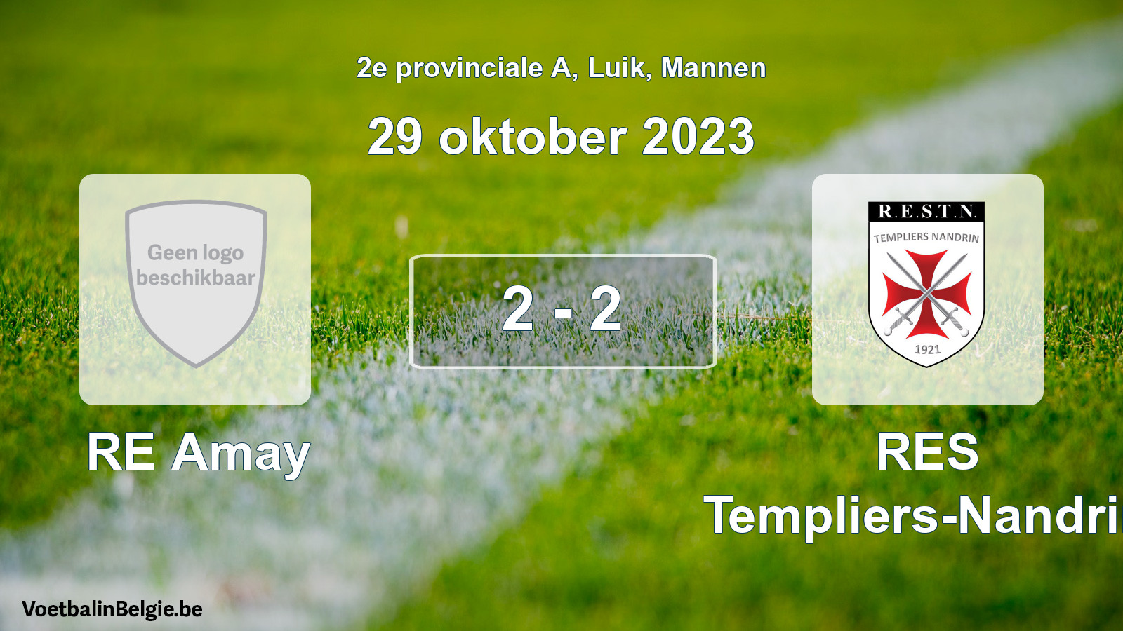 Gespeelde wedstrijd mannenvoetbal: RE Amay - RES Templiers-Nandrin 2 - 2 (29 oktober 2023)