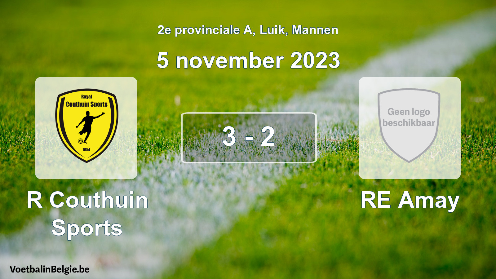 Gespeelde wedstrijd mannenvoetbal: R Couthuin Sports - RE Amay 3 - 2 (5 november 2023)