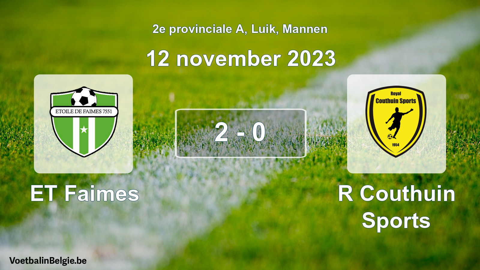 Gespeelde wedstrijd mannenvoetbal: ET Faimes - R Couthuin Sports 2 - 0 (12 november 2023)