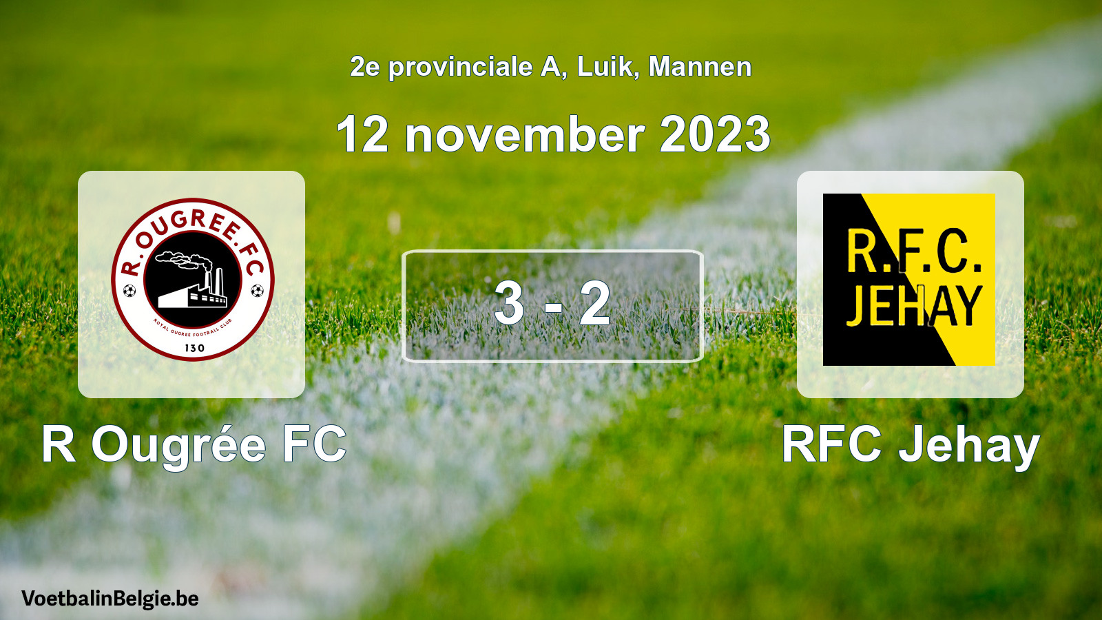 Gespeelde wedstrijd mannenvoetbal: R Ougrée FC - RFC Jehay 3 - 2 (12 november 2023)