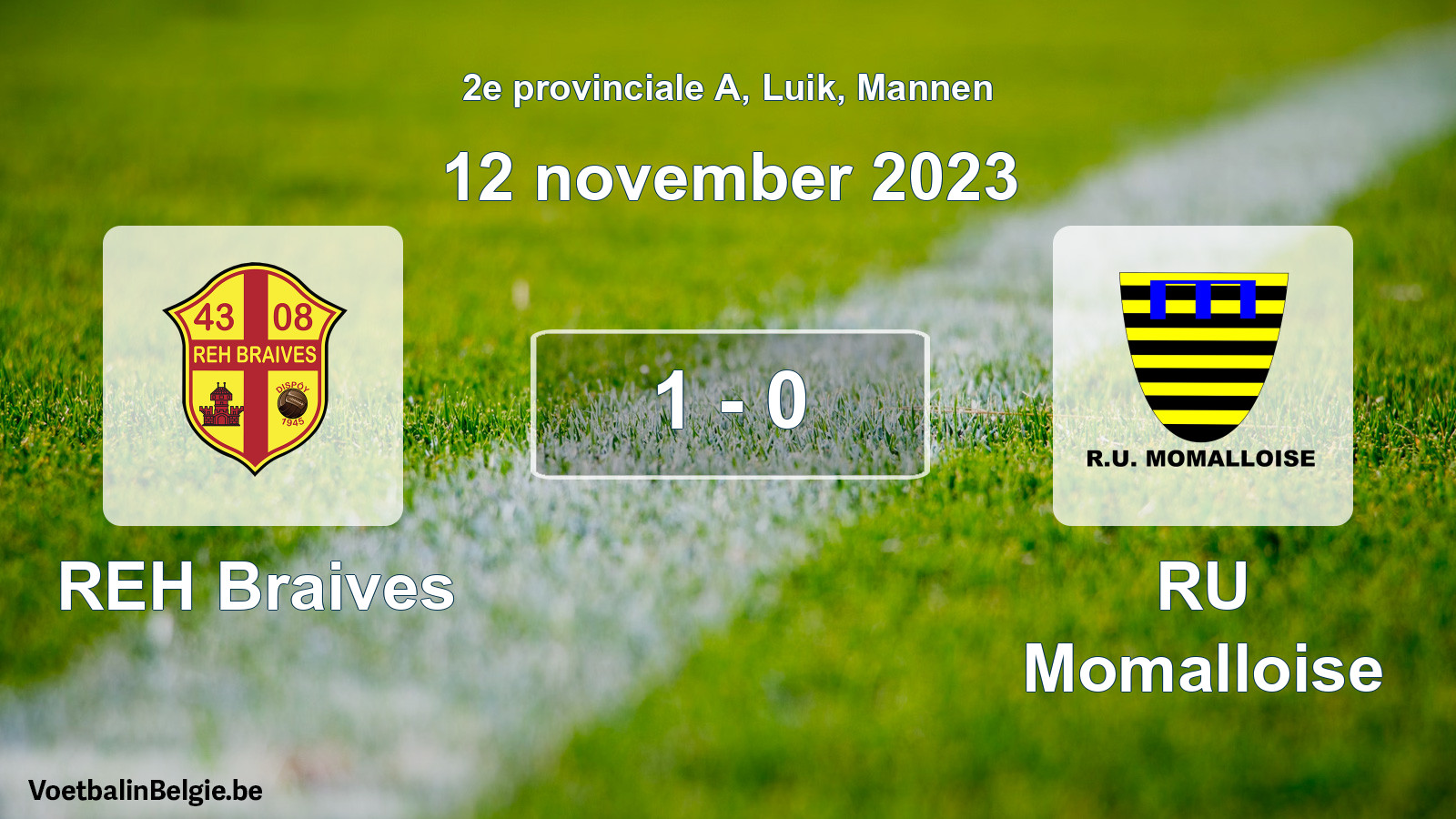 Gespeelde wedstrijd mannenvoetbal: REH Braives - RU Momalloise 1 - 0 (12 november 2023)