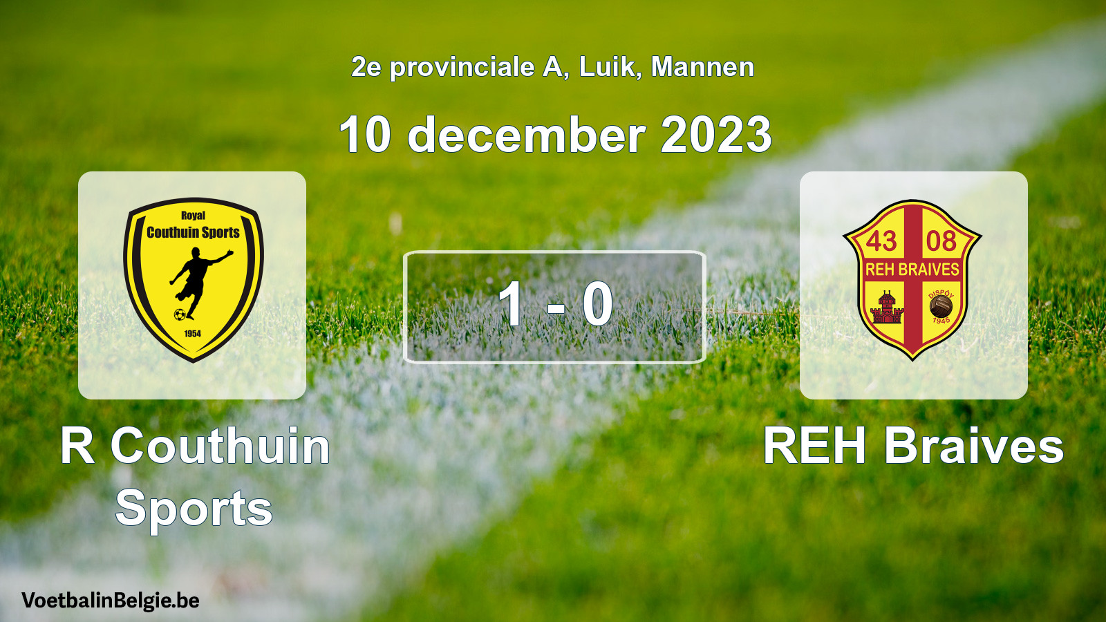 Gespeelde wedstrijd mannenvoetbal: R Couthuin Sports - REH Braives 1 - 0 (10 december 2023)