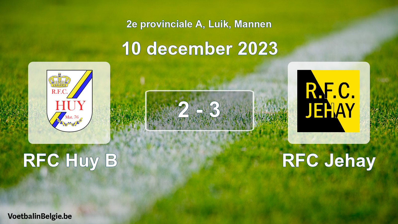 Gespeelde wedstrijd mannenvoetbal: RFC Huy B - RFC Jehay 2 - 3 (10 december 2023)