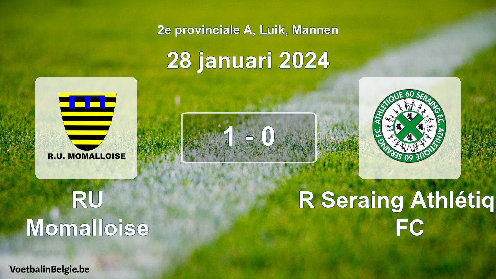 Gespeelde wedstrijd mannenvoetbal: RU Momalloise - R Seraing Athlétique FC 1 - 0 (28 januari 2024)