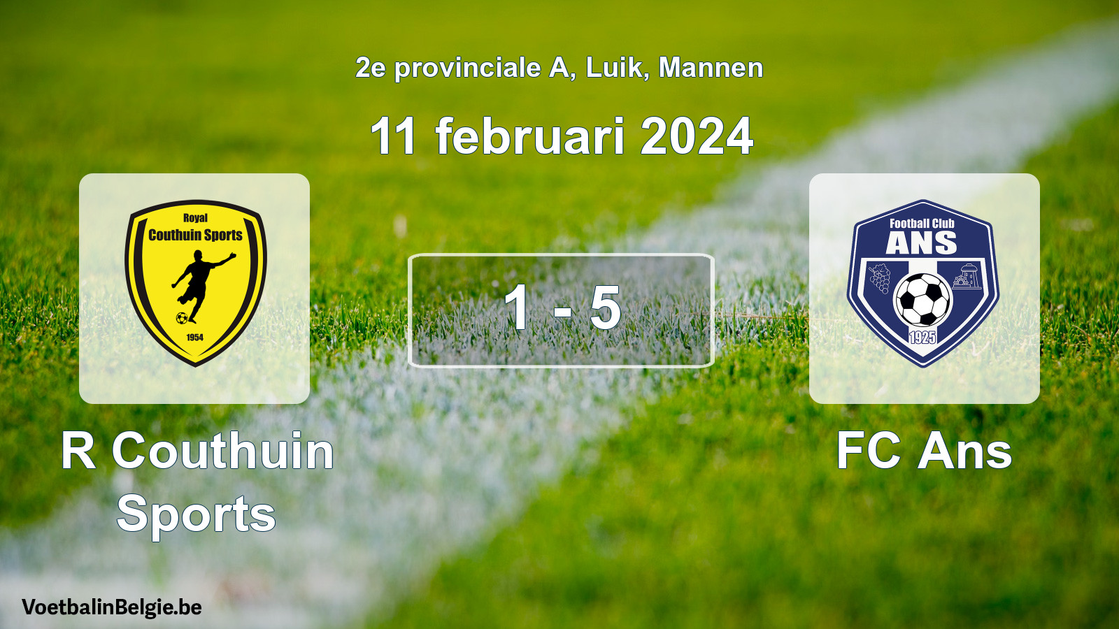 Gespeelde wedstrijd mannenvoetbal: R Couthuin Sports - FC Ans 1 - 5 (11 februari 2024)