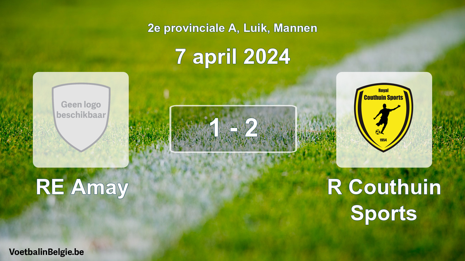 Gespeelde wedstrijd mannenvoetbal: RE Amay - R Couthuin Sports 1 - 2 (7 april 2024)