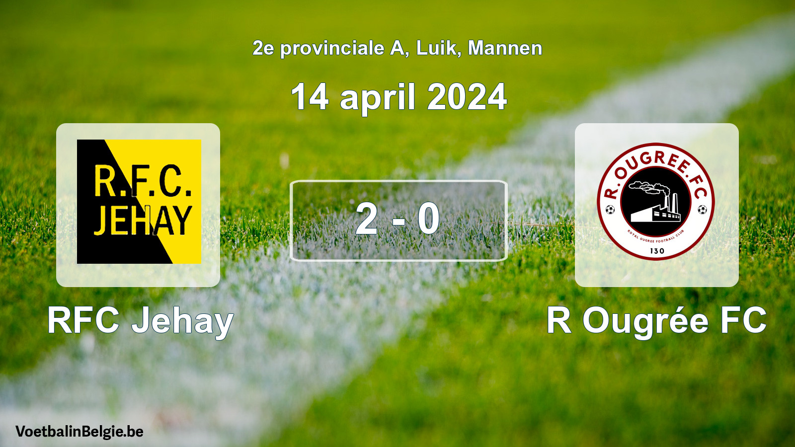 Gespeelde wedstrijd mannenvoetbal: RFC Jehay - R Ougrée FC 2 - 0 (14 april 2024)