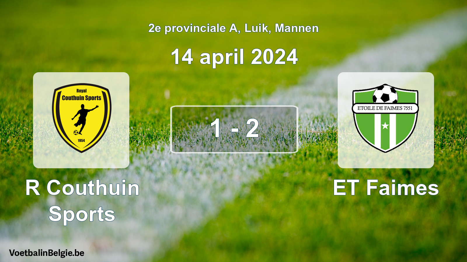 Gespeelde wedstrijd mannenvoetbal: R Couthuin Sports - ET Faimes 1 - 2 (14 april 2024)