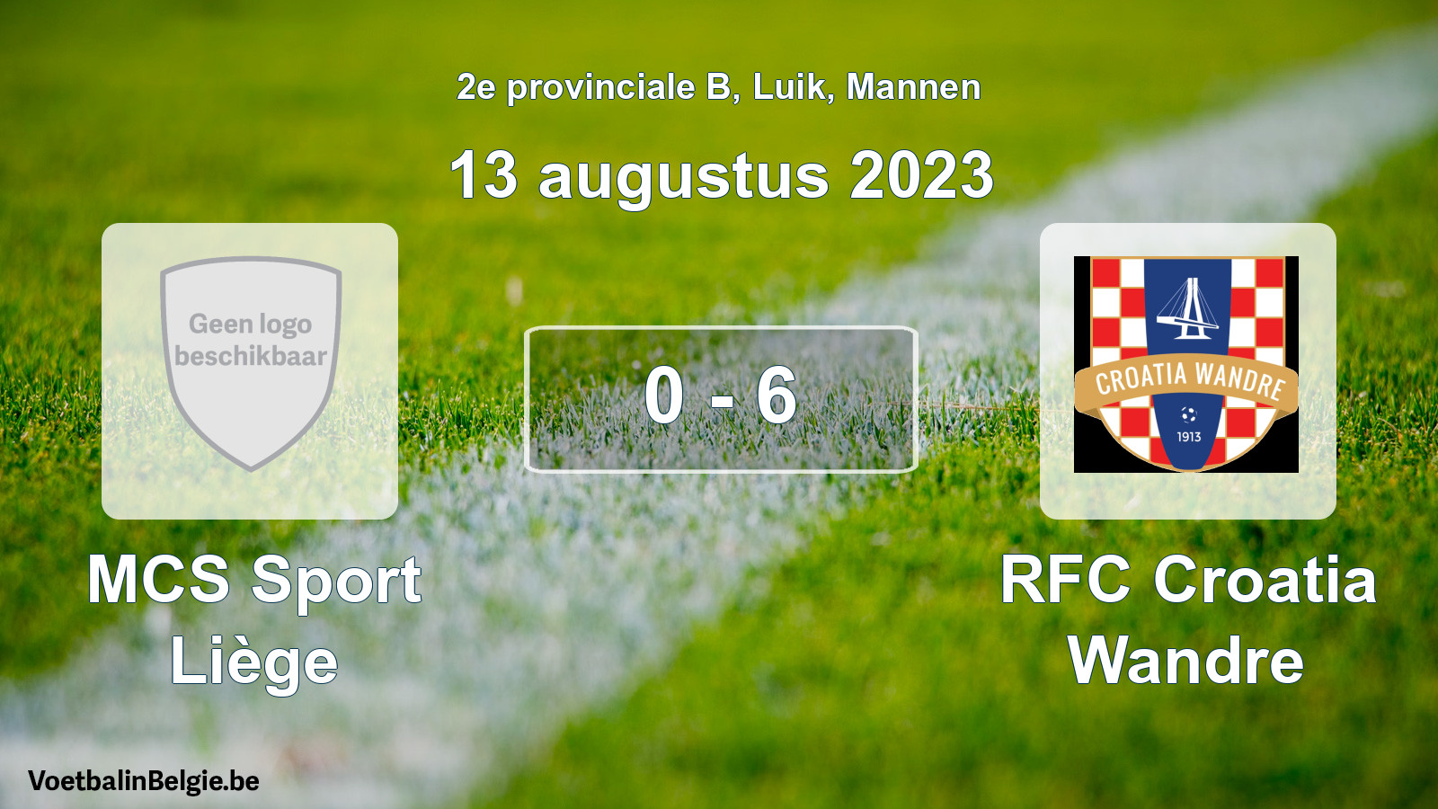 Gespeelde wedstrijd mannenvoetbal: MCS Sport Liège - RFC Croatia Wandre 0 - 6 (13 augustus 2023)