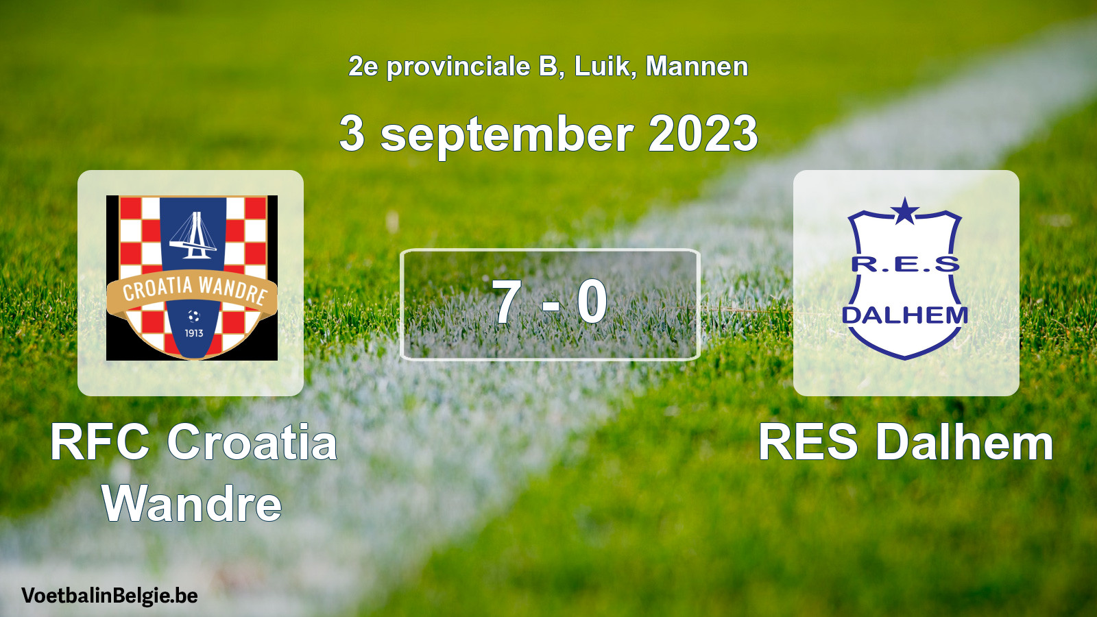 Gespeelde wedstrijd mannenvoetbal: RFC Croatia Wandre - RES Dalhem 7 - 0 (3 september 2023)
