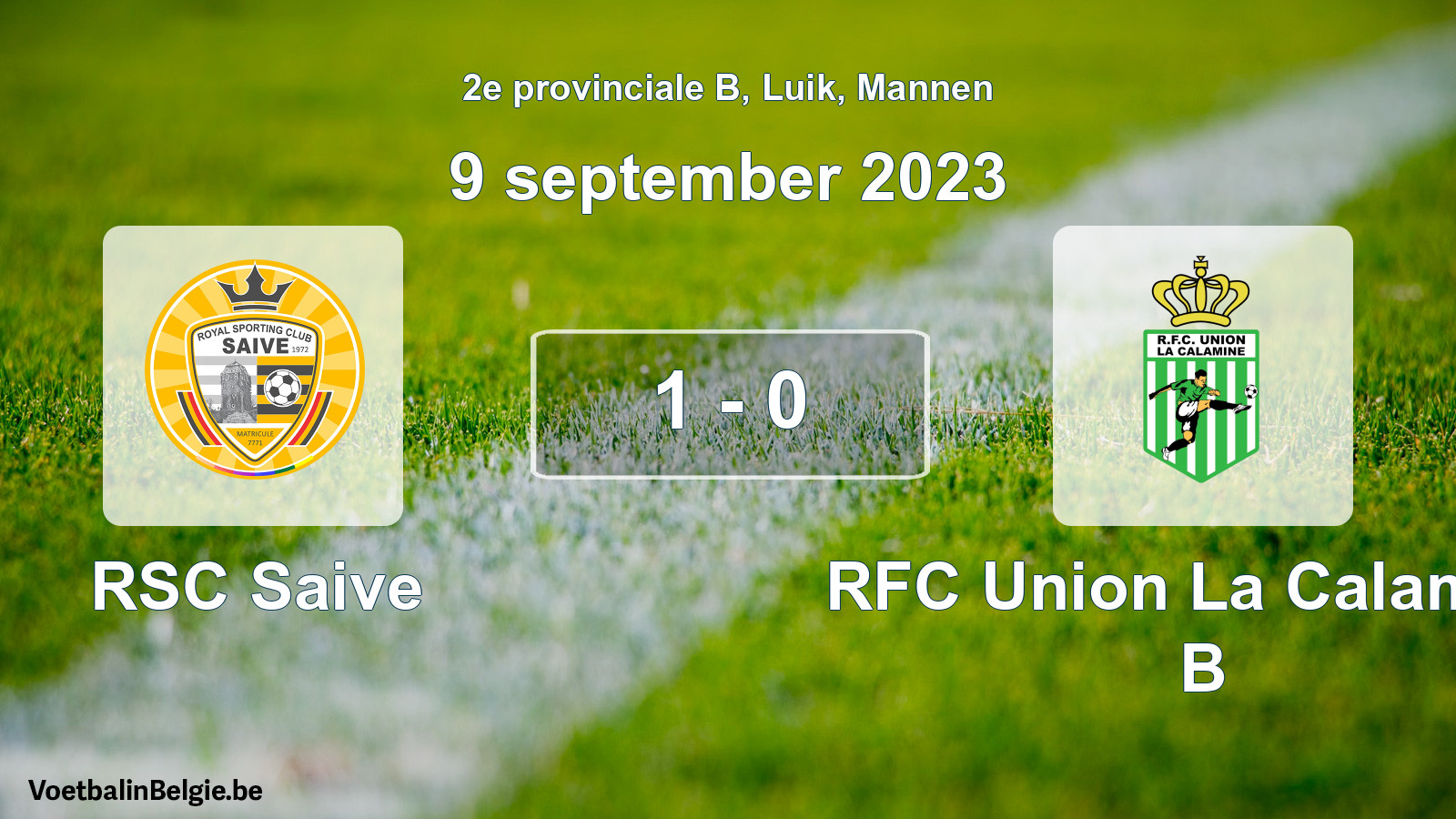 Gespeelde wedstrijd mannenvoetbal: RSC Saive - RFC Union La Calamine B 1 - 0 (9 september 2023)