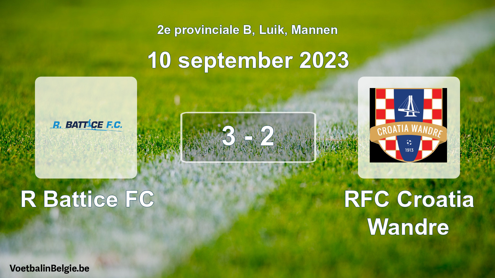 Gespeelde wedstrijd mannenvoetbal: R Battice FC - RFC Croatia Wandre 3 - 2 (10 september 2023)