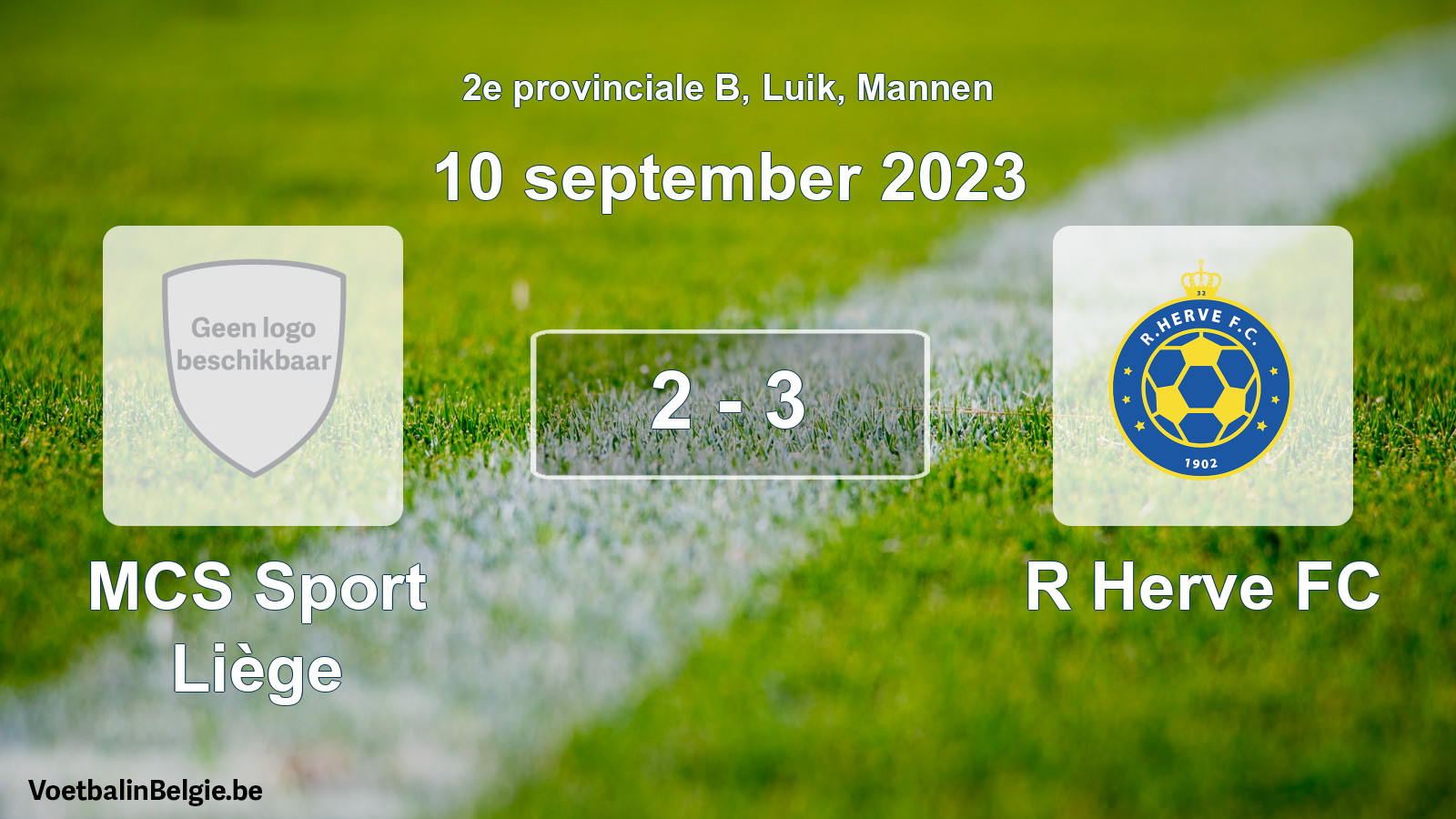Gespeelde wedstrijd mannenvoetbal: MCS Sport Liège - R Herve FC 2 - 3 (10 september 2023)