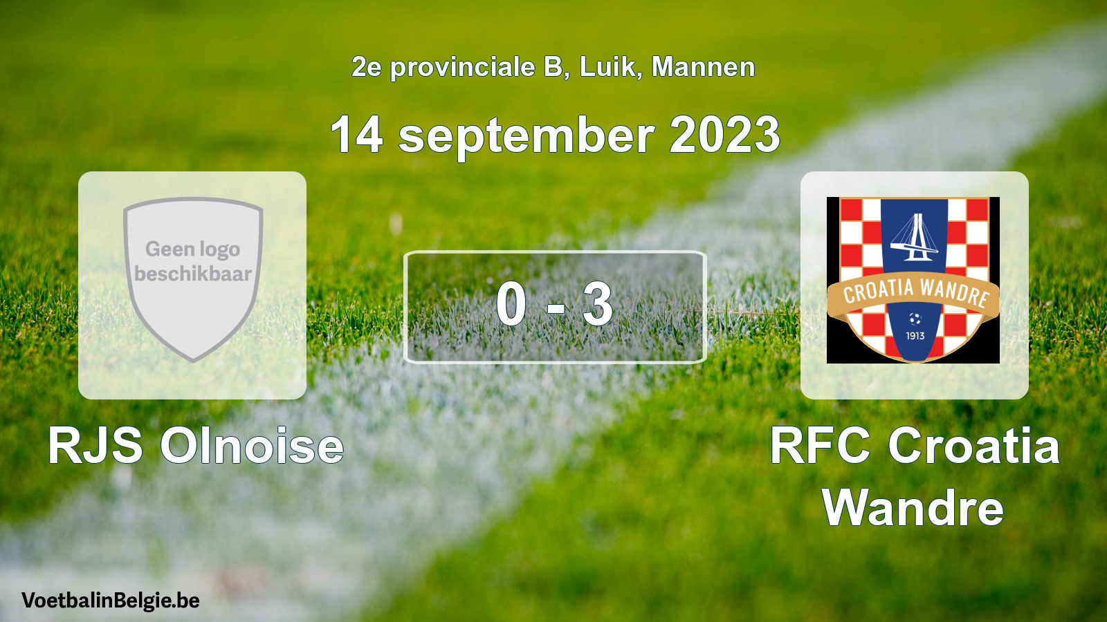 Gespeelde wedstrijd mannenvoetbal: RJS Olnoise - RFC Croatia Wandre 0 - 3 (14 september 2023)