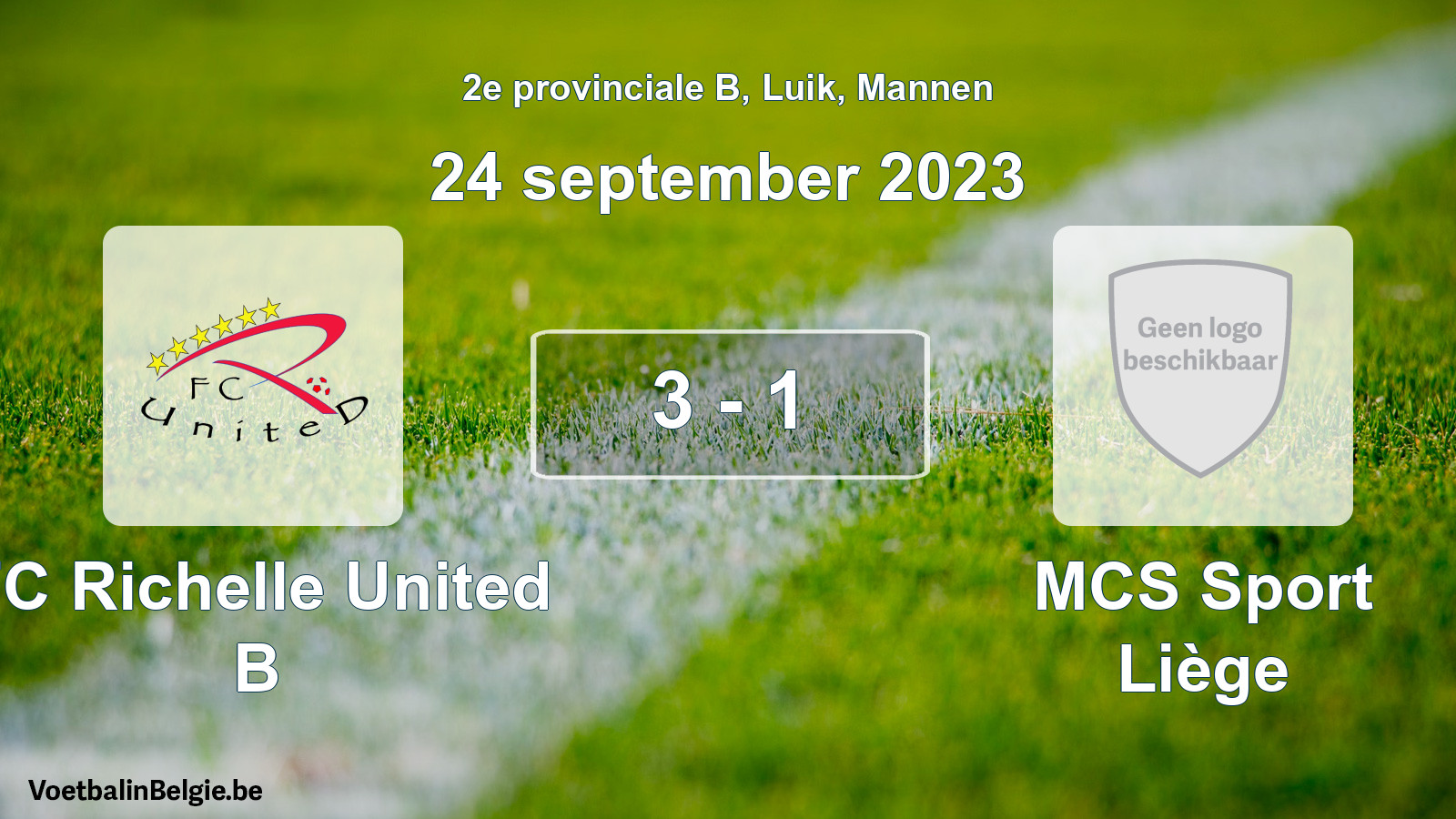 Gespeelde wedstrijd mannenvoetbal: FC Richelle United B - MCS Sport Liège 3 - 1 (24 september 2023)