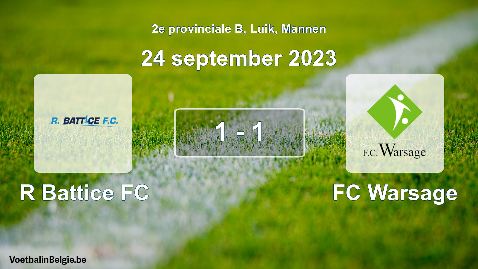 Gespeelde wedstrijd mannenvoetbal: R Battice FC - FC Warsage 1 - 1 (24 september 2023)