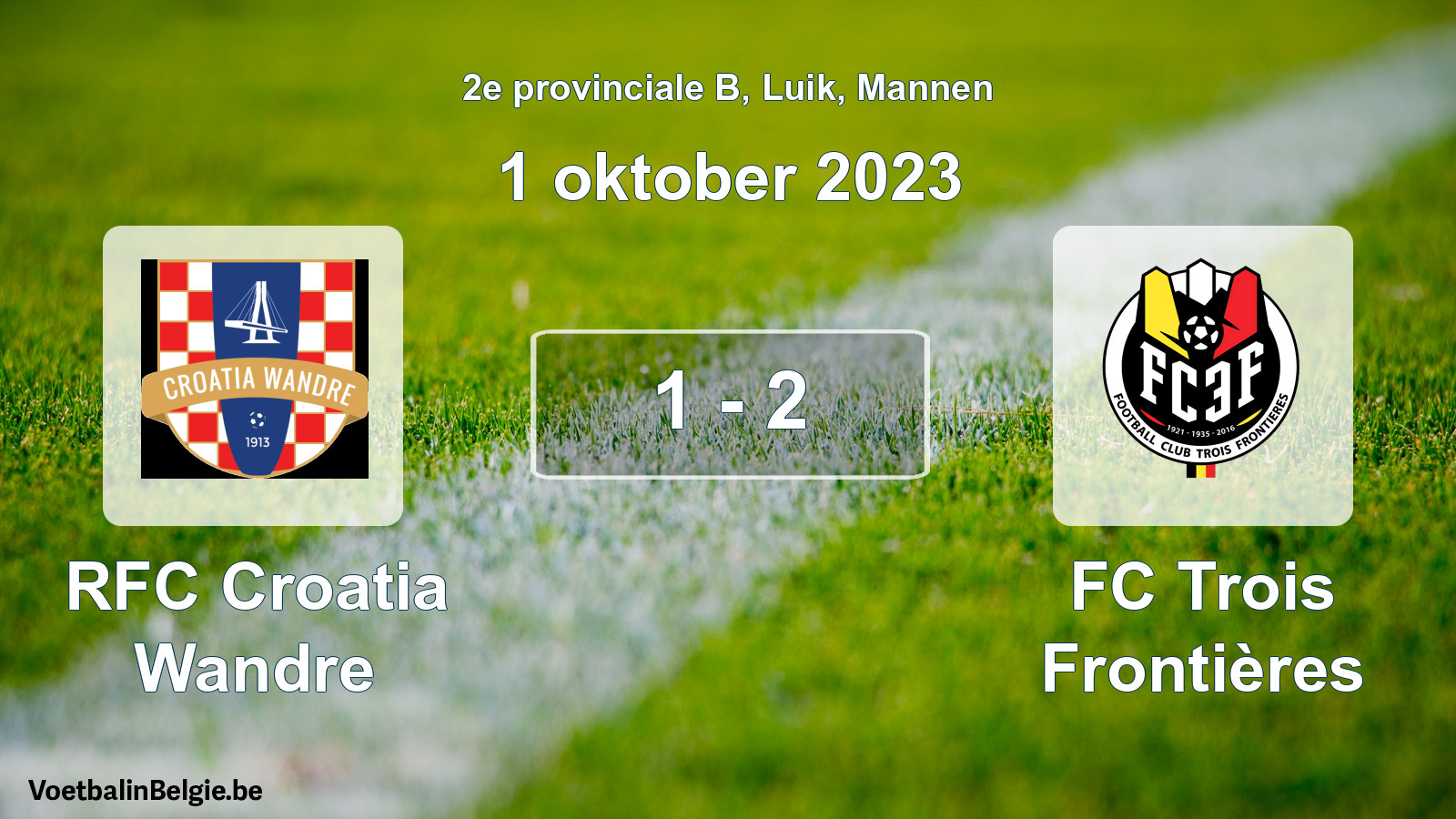 Gespeelde wedstrijd mannenvoetbal: RFC Croatia Wandre - FC Trois Frontières 1 - 2 (1 oktober 2023)