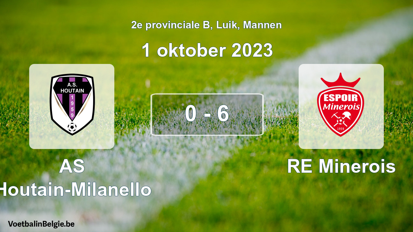 Gespeelde wedstrijd mannenvoetbal: AS Houtain-Milanello - RE Minerois 0 - 6 (1 oktober 2023)