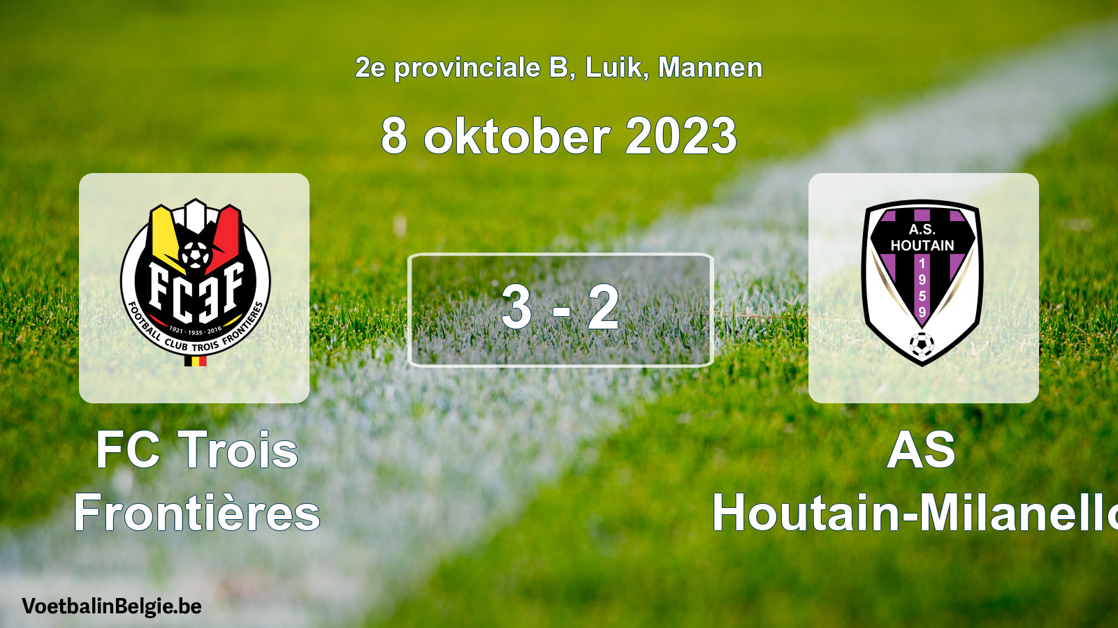 Gespeelde wedstrijd mannenvoetbal: FC Trois Frontières - AS Houtain-Milanello 3 - 2 (8 oktober 2023)